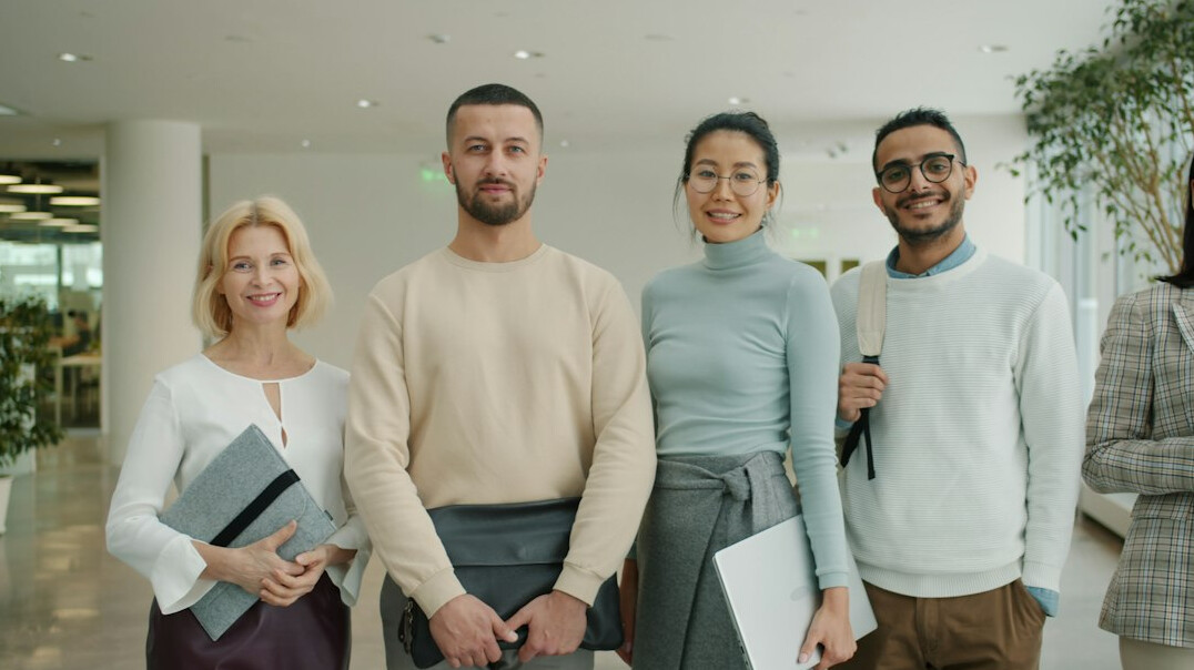 diverse group smiling